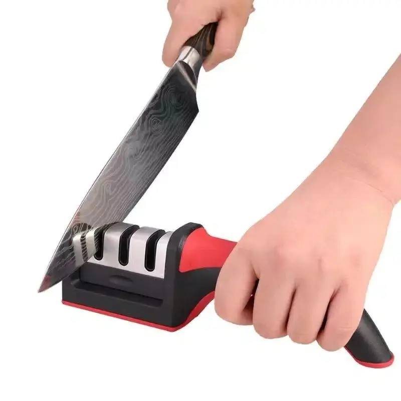 RS-168 Pengasah Pisau Dengan 3 Tahap Garis Penajam Pengasah Pisau Anti Slip 6