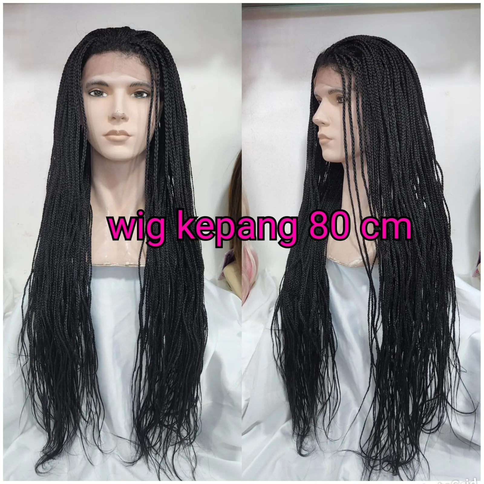 Rambut KEPANG Wig Lace Front Rambut Palsu Dewasa Panjang 80 Cm