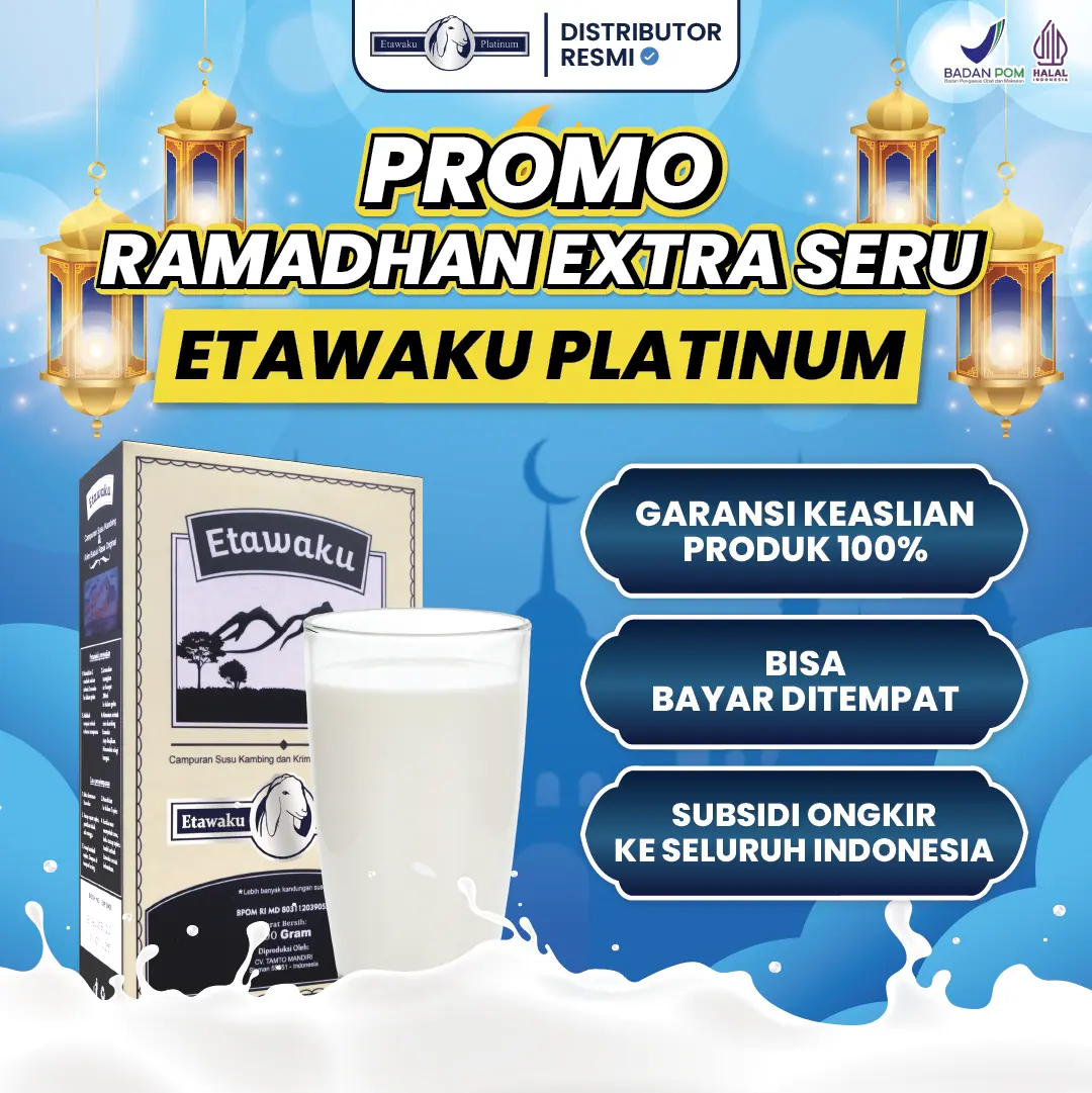 Etawaku Platinum - 1 Box Susu Bubuk Kambing Etawa Murni Sudah Tersertifikasi BPOM dan Halal MUI, Bisa COD