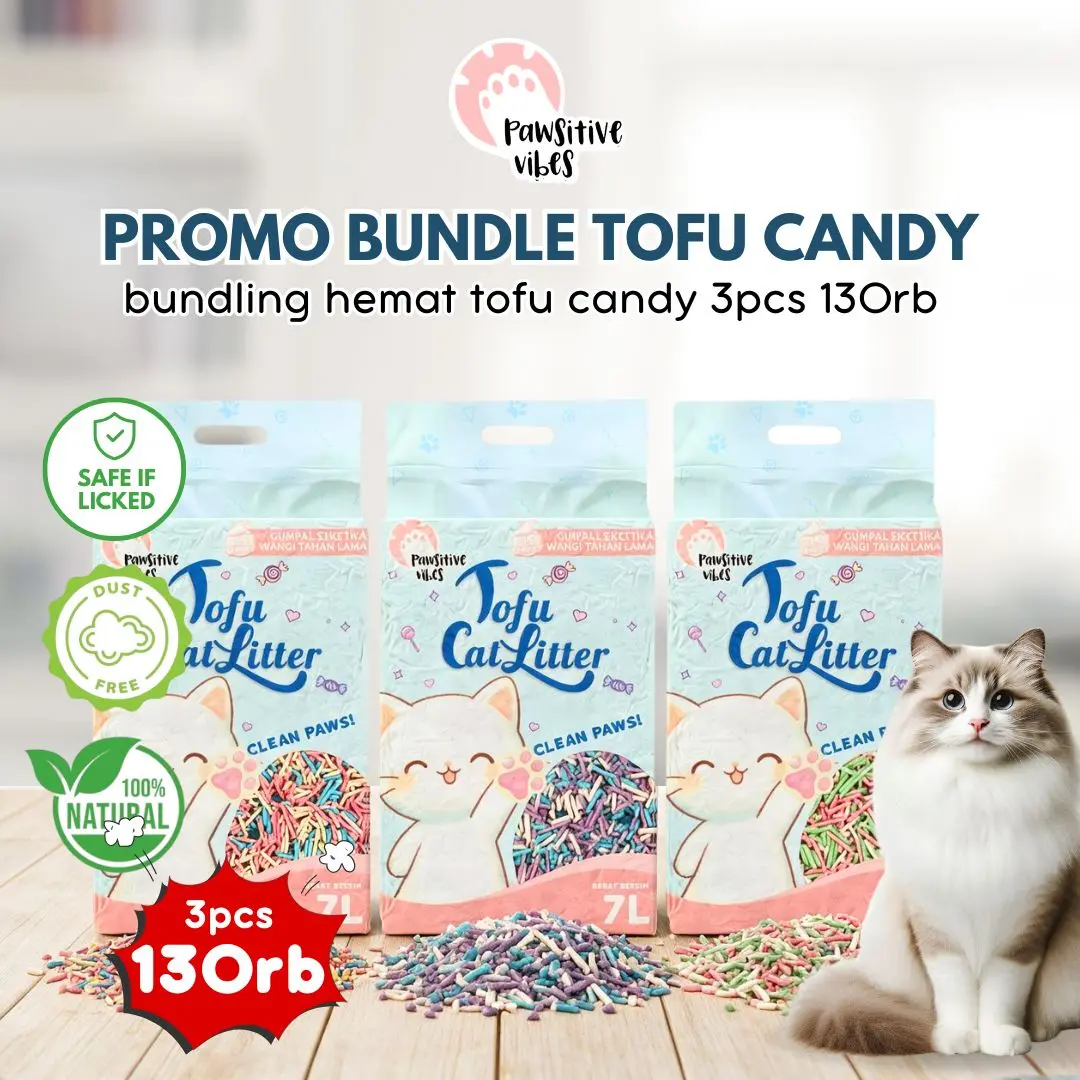 PAWSITIVE Official Tofu Candy Cat Litter 7L Pasir Kucing Harum - Pasir Kucing Gumpal Pasir Kucing Soya