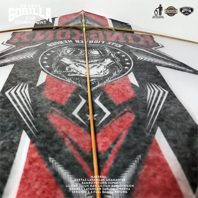 LAYANGAN SUKHOI KINGKONG 10PCS  SPEK TURNAMEN , FULL BAMBU PETUNG melatih motorik merah hitam 4