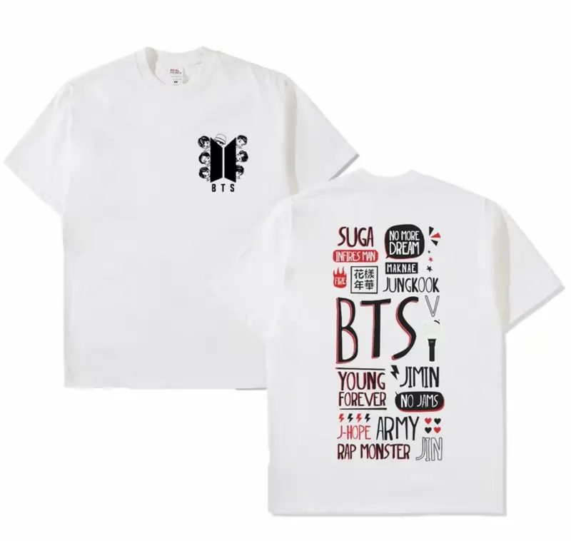 Kaos Bangtan Logo bts belakang sablon member Jungkook Jimin Suga Atasan Wanita & Pria Kaos Katun 1