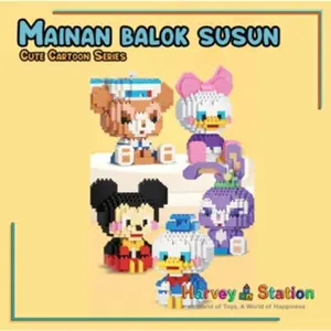 Mainan anak PUZZLE BALOK SUSUN DISNEY 3D DIY  Mainan Edukasi Puzzle Brick Toys Man Blok Hadiah Plastik