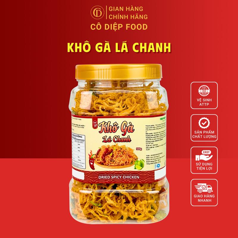 Khô Gà Lá Chanh Khô Gà Bơ Tỏi Loại 1 - Lon 250Gr 300Gr Hũ 500Gr - Cô Diệp Food Đầy Đủ Hồ Sơ Công Bố & Kiểm Nghiệm Sản Phẩm