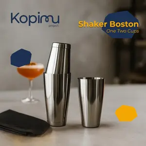 One Two Cups Cocktail Shaker Boston Gelas Pengocok Minuman Cocktail Mocktail Stainless Steel 550/850ml