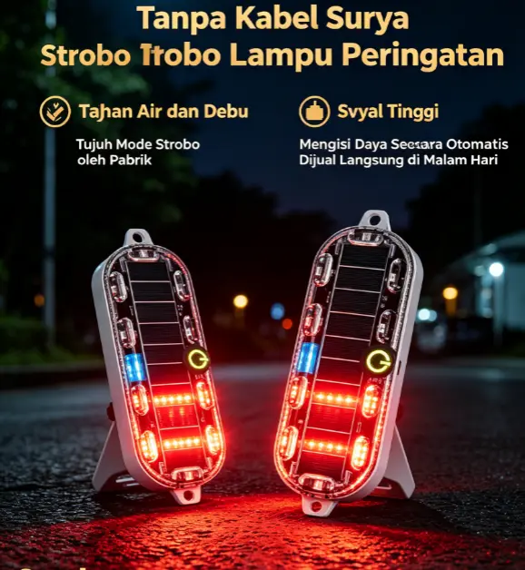 Lampu peringatan berkedip bertenaga surya, tidak memerlukan kabel, lampu berkedip malam bertenaga surya untuk mencegah tabrakan dari belakang pada mobil dan kendaraan listrik.