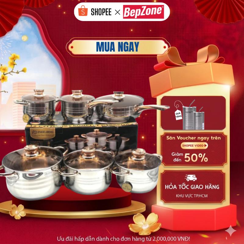 Bộ Nồi Inox 304 Đức 6 Món 5 Đáy Siêu Dày Siêu Bền