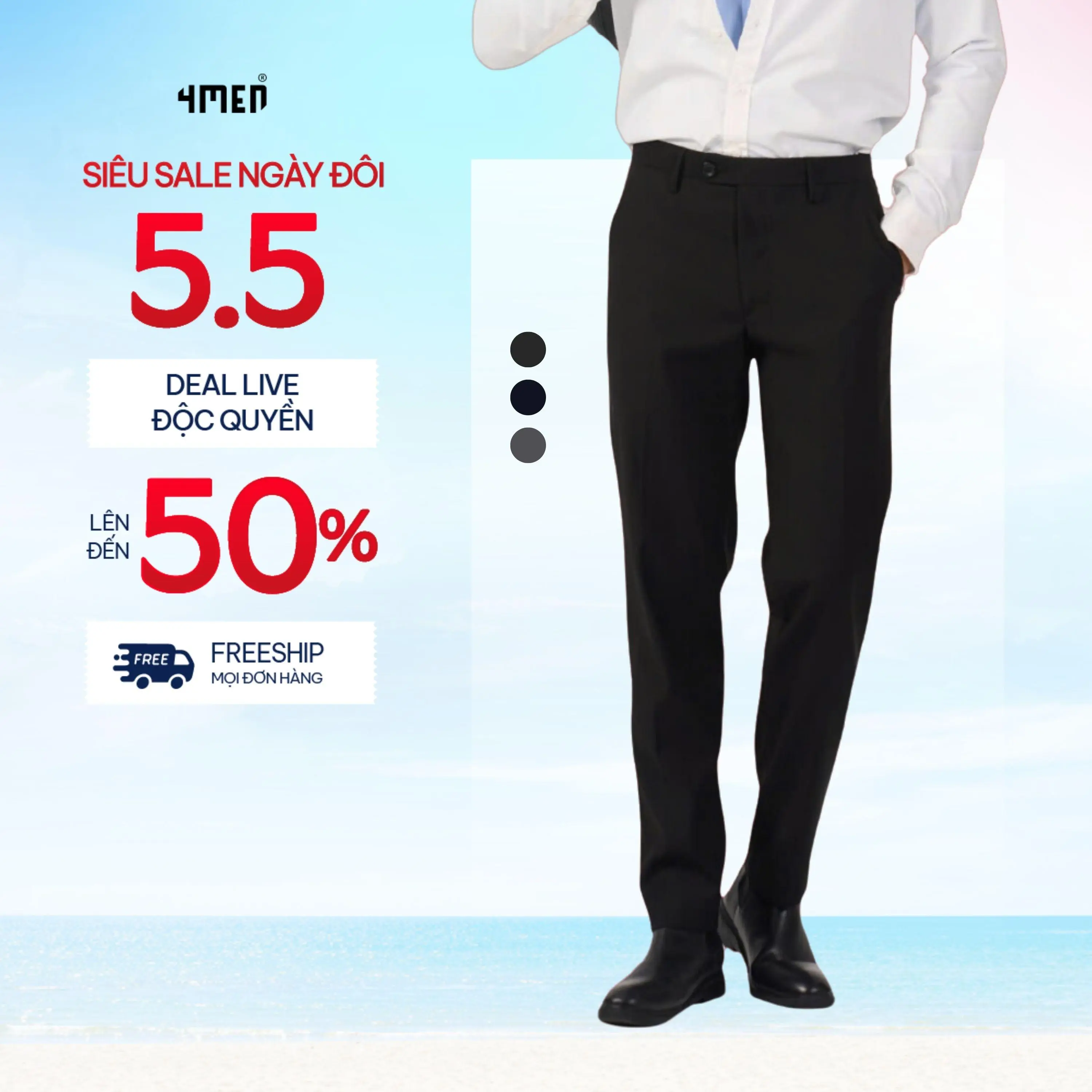 Quần tây nam đẹp 4MEN QT058 form slimfit tôn dáng, vải cao cấp không nhăn, lưng cao có thun co giãn, 3 màu basic Đen, Xám, Xanh đen Menswear Pants