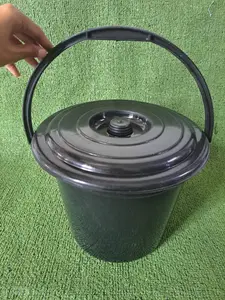 Timba tutup hitam 3 galon peganggan merk LS plastik - timba cuci baju air grosir