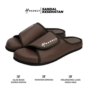 Sandal Diabetes Super Empuk Janav Series Super Soft - Anti Air Double Protect - Coklat Tua