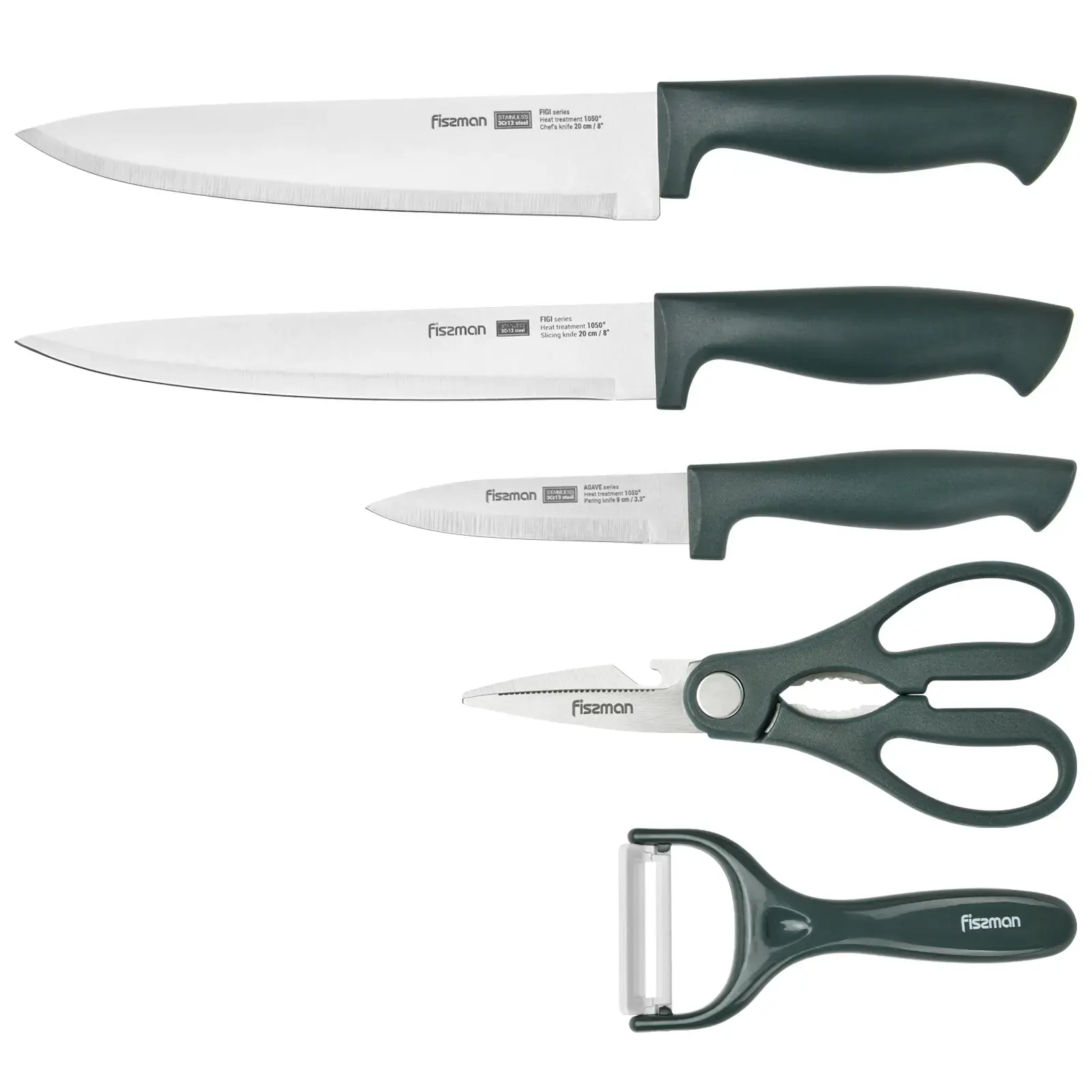 Fissman 5pcs Kitchen Tools Set, Knives Set/Stainless Steel Knife Accessories with Scraper and Scissor