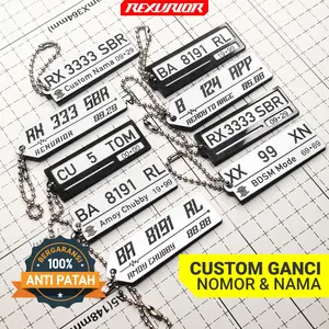 Gantungan Kunci Racing Custom Plat Nomor Nama Grafir Ganci gantungan  kunci murah Keychain