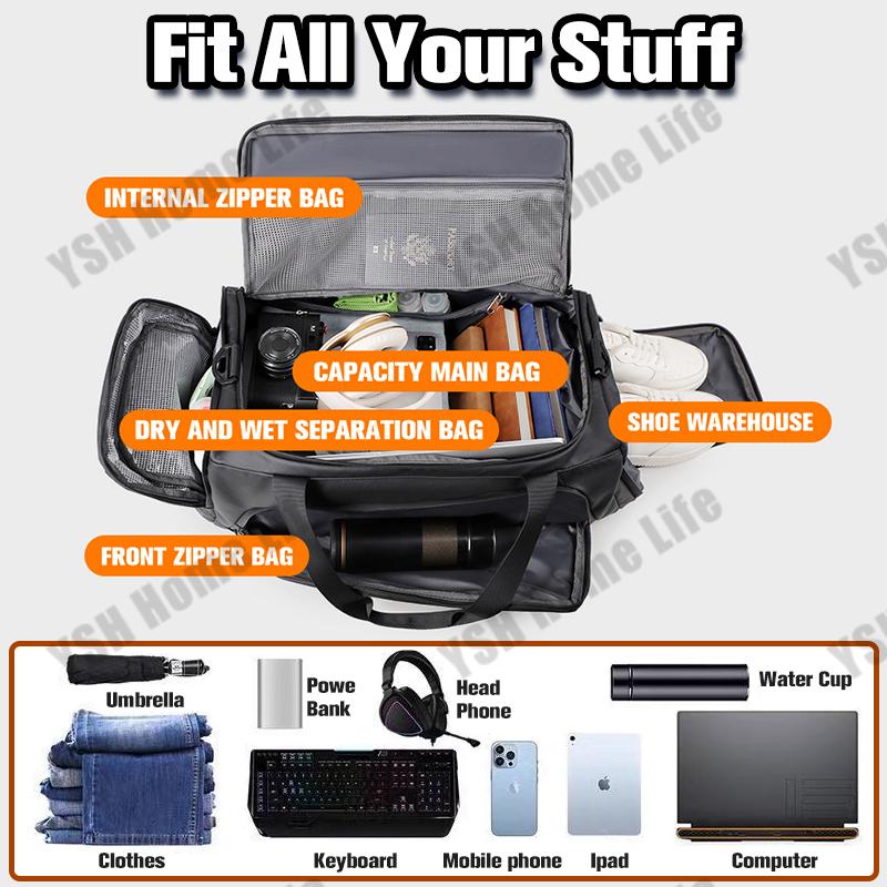 Product Introduction of Large Capacity Foldable Duffle Bag Travel Backpack Bag Waterproof Hand Carry Fitness Bag Cabin Size For Men 1