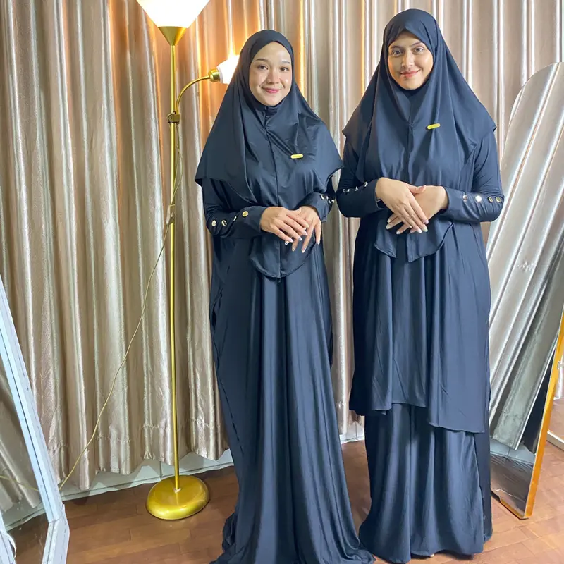 Gamis set hijab jersey elegan simple abaya terbaru 2025 8