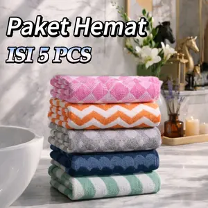 Youjiji A015 COD ISI 5 Paket Murah Handuk Dewasa 70 cm x 140 cm Microfiber bulu halus