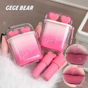 【COD】2PCS Mirror Hydra + Matte Velvet Lip Glaze Set Cermin Pelembab Pelembab Headphone Liontin Set Hadiah Lip Glaze Set Pelembab Bibir Set Bibir Tahan Lama Kosmetik Lipstik Nude