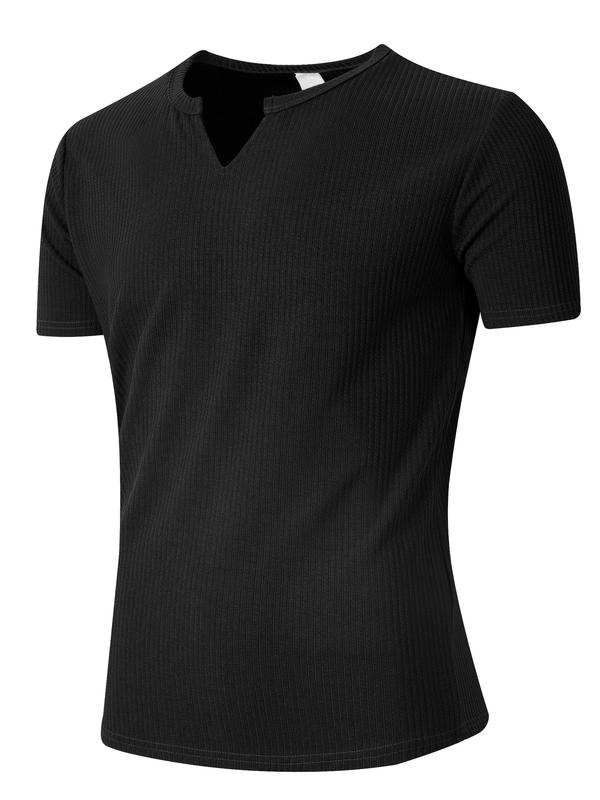 Men's Vertical Striped V-Neck T-Shirt Pocket Solid Color Casual Fashion Teen, Quick Dry, Breathable and Wearable on Hot Days, Solid Color T-Shirt Sophisticated and Simple 1