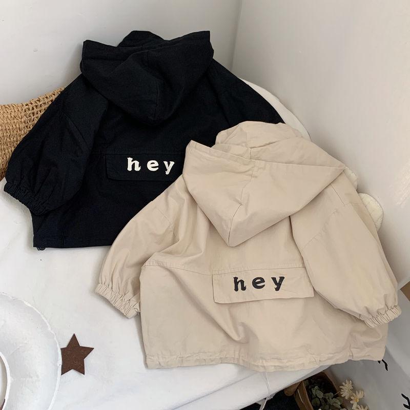 Product Introduction of Japanese and Korean styles~High quality Korean style children's letter hooded windbreaker for boys and girls, handsome coat for spring and autumn fashion children 0