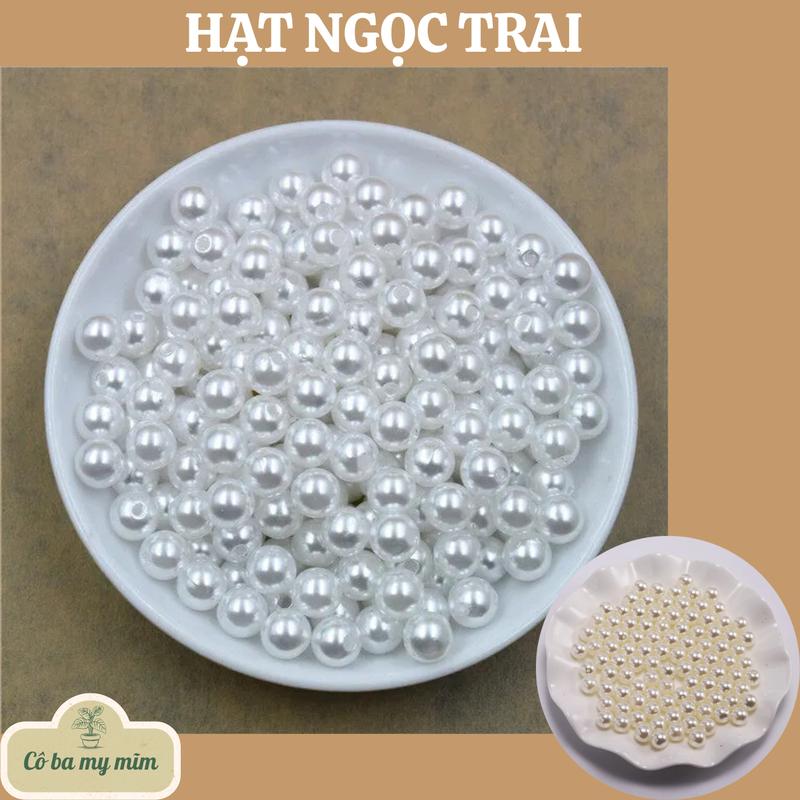  Hạt ngọc màu trắng 4-8 mm hạt nhựa ngọc trai dùng làm đồ trang sức làm hoa kẽm nhung làm đồ handmade. 