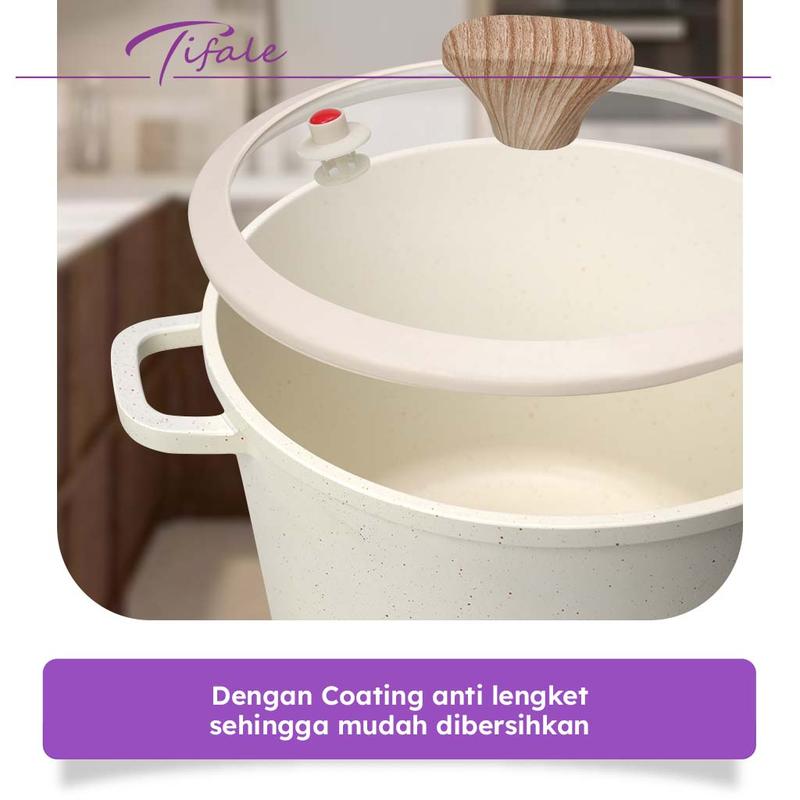 [CHOCO] Tifale Xora Stockpot 6L 24cm – Panci Gentong Granite Anti Lengket dengan Tutup Kaca 1