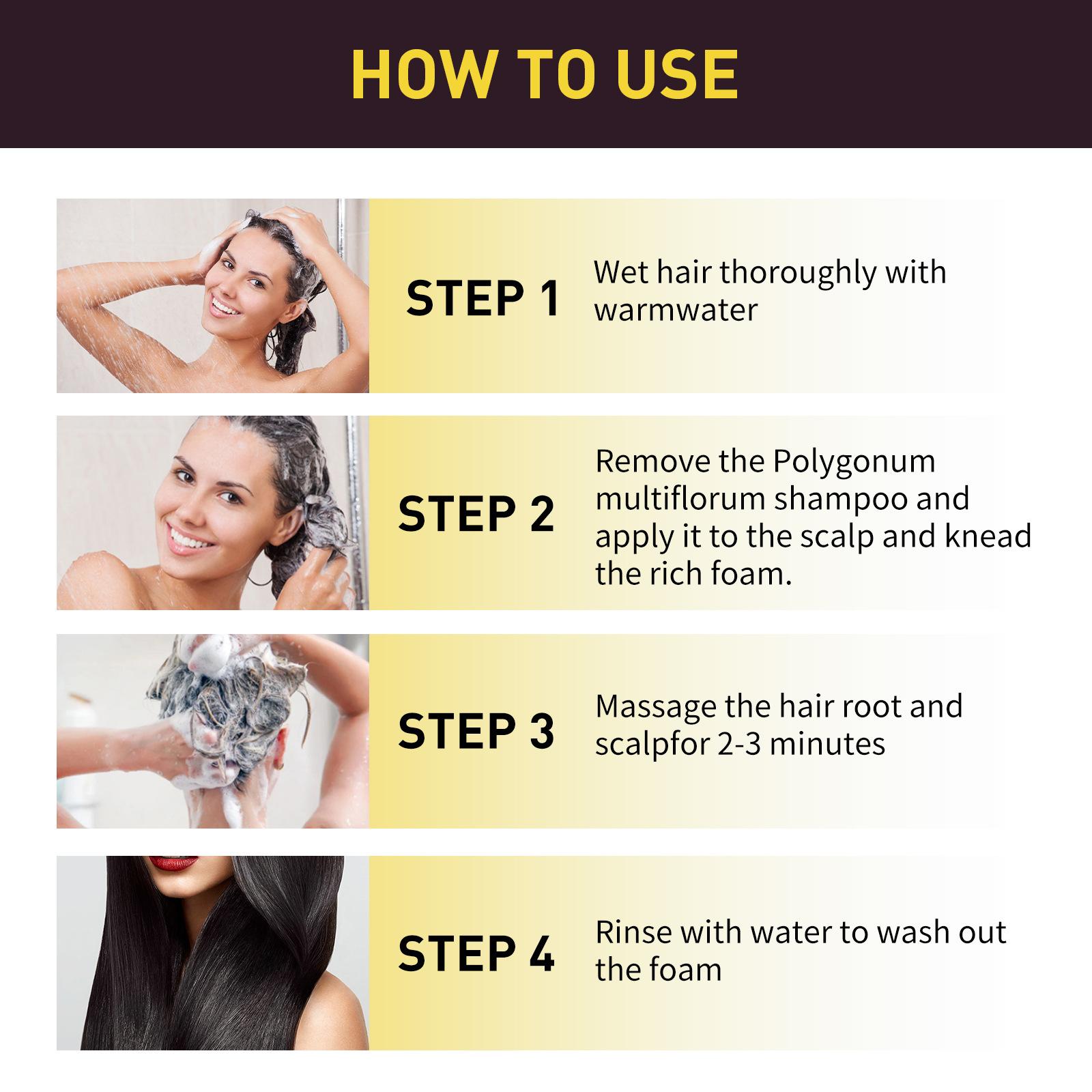 Shampo Pewarna Rambut Herbal Hitam Non-iritasi Rambut Putih Menjadi Hitam