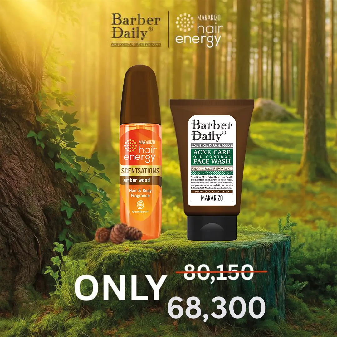 Paket Ganteng Anti Ribet - Scentsations Amber Wood & Barber Daily Acne and Oil Control Face Wash