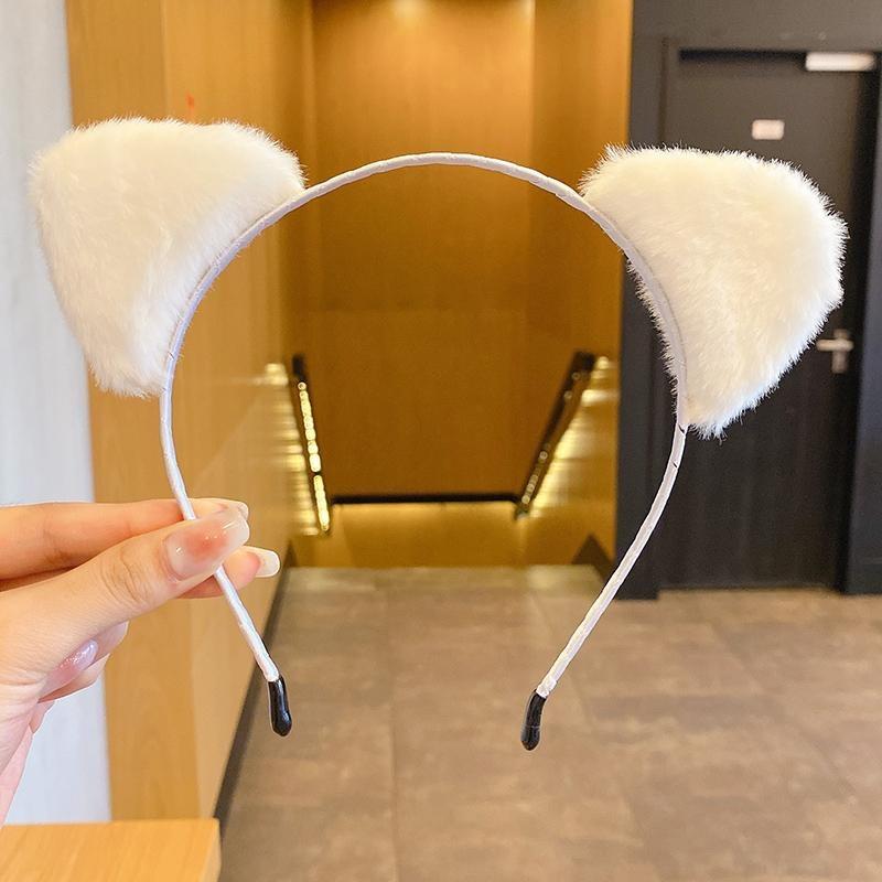 Product Introduction of Cute cat ears headband cute and sweet girl hair accessories wash face plush hair card headband simple and versatile 7