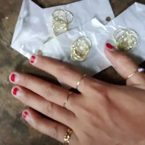 Cincin Wanita Cantik Set 5Pcs Motif Permata Perak 1134