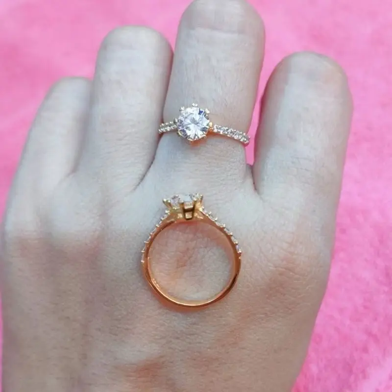 Cincin Permata Titanium Gold Anti Karat dan Anti Luntur Cincin Wanita Motif Permata Perhiasan Fashion Perempuan Terbaru Rings 1
