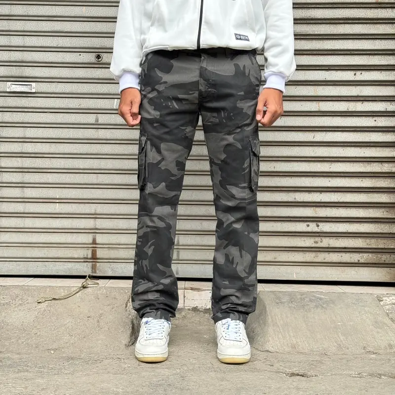 BISA COD SM RM DENIM Celana Cargo Camo Loreng Reguler Fit Loreng Brown Relax Pants Pria 0