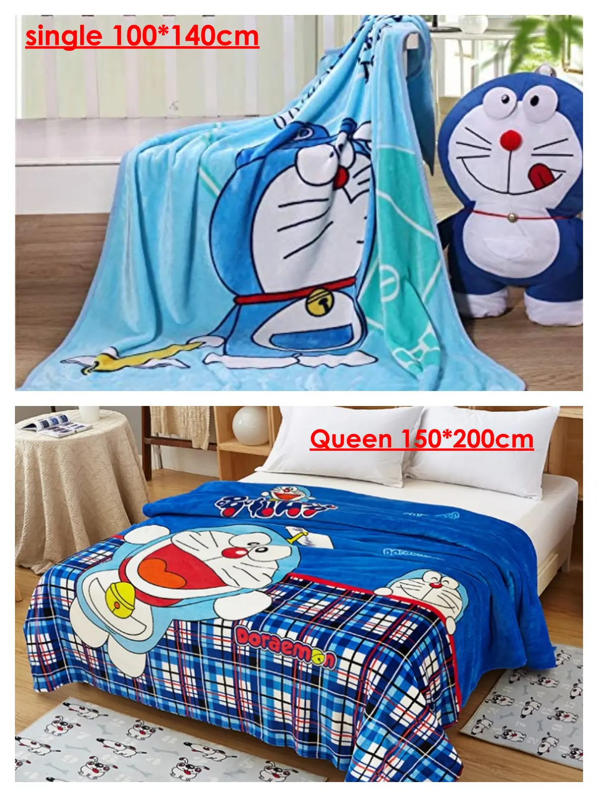 Selimut Gebu Lembut Soft Fleece Blanket Kid Budak Cartoon DORAEMON hadiah birthday kekasih xmas christmas