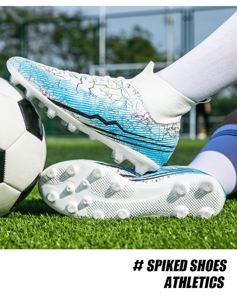 Product Introduction of Messi Football Shoes Large Size: EU35-47 Male Teenager Students Outdoor Lawn High-top Training Shoes Cristiano Ronaldo Children Adult AG Spike Anti-slip Shock Absorbing Professional Competition Shoes 16