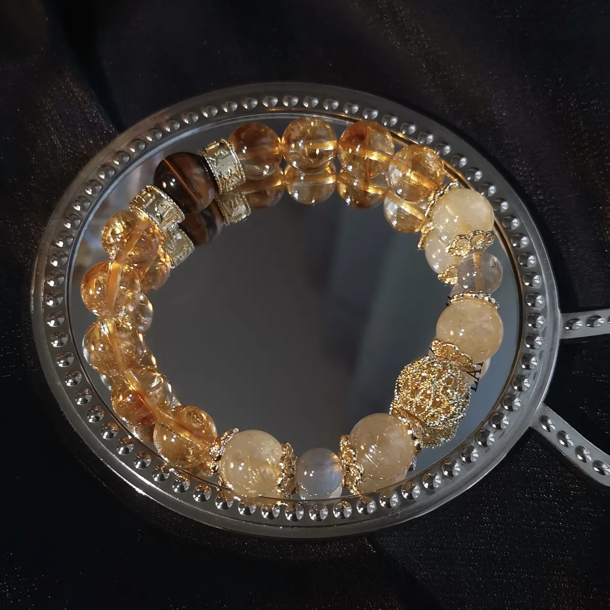 Natural yellow pagoda crystal citrine bracelet attracting wealth forwarding prosperous career yellow hair crystal strings strawberry crystal attract peach blossom girls