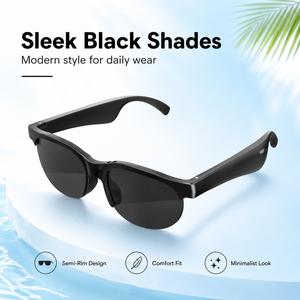 Kính mắt âm thanh Bluetooth thông minh, thiết kế mở tai, kính râm không dây, dịch thuật bằng trí tuệ nhân tạo, thể thao ngoài trời, nghe nhạc, gọi điện, nhẹ, tròng kính chống tia UV, phù hợp cho đạp xe, chạy bộ, du lịch, lái xe và công việc văn phòng.
