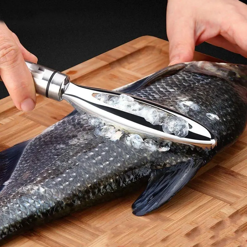 Pengupas Sisik Ikan Fish Scales Scraper Peeler Stainless Steel - FKW24 - Silver