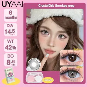 [COD] UYAAI SOFTLENS CrystalOrb Brown Gray LENSA KONTAK NORMAL Contact Lens Eye Soflen 14.2 MM 6 MONTH