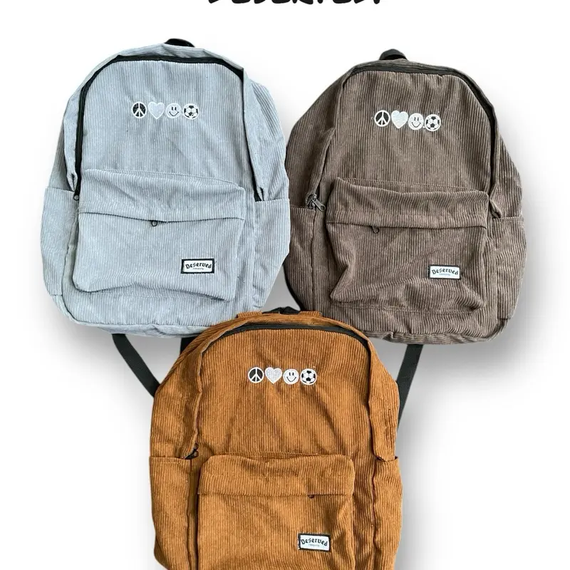 DSRVD- TAS SEKOLAH KODUROY PISS LOVE UNITY / TAS BACKPACK KORDUROY PREMIUM  Cewe Cowok Ransel Pria Wanita Corduroy