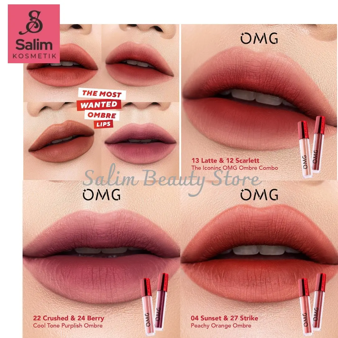 OMG Ombre ala Selebgram Combo 2pcs (OMG Oh My Glam Matte Kiss Lip Cream)