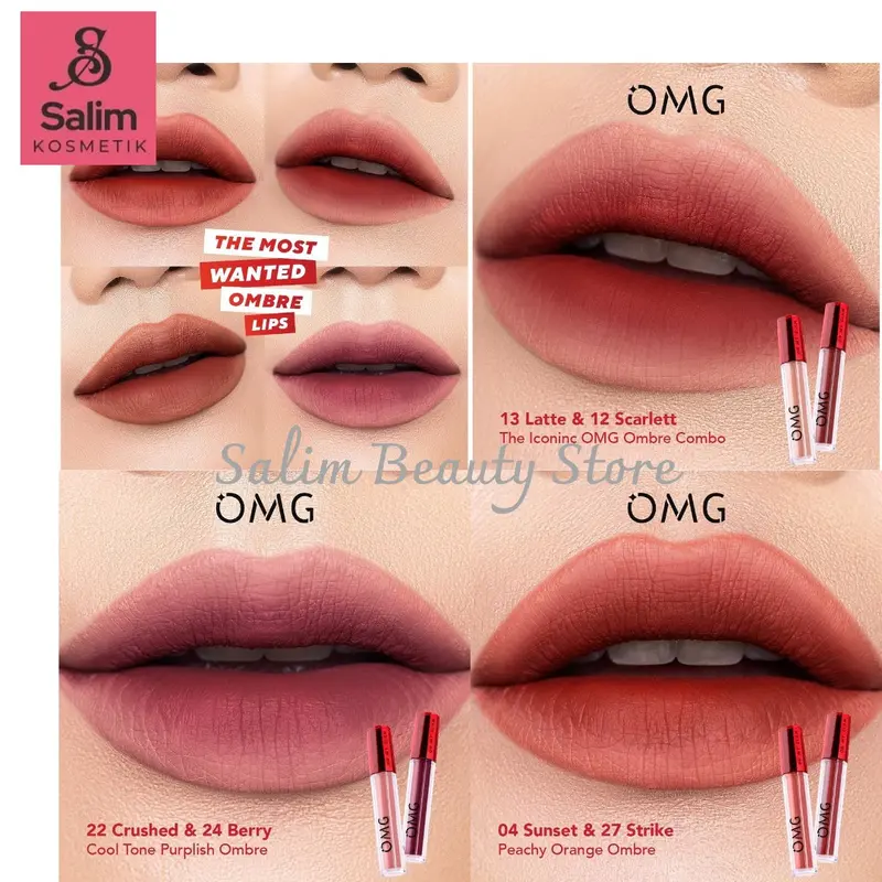 OMG Ombre ala Selebgram Combo 2pcs (OMG Oh My Glam Matte Kiss Lip Cream) 0