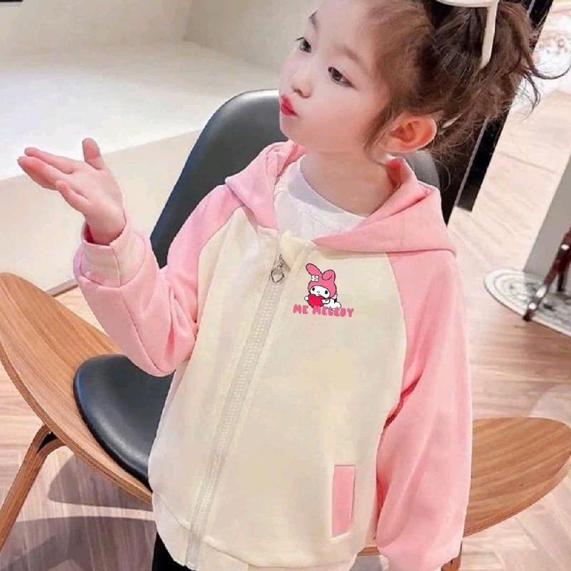  Áo khoác nỉ có mũ in hình LABUBU Kuromi cho bé từ 9-44kg 2 màu xinh xỉu  D13  
