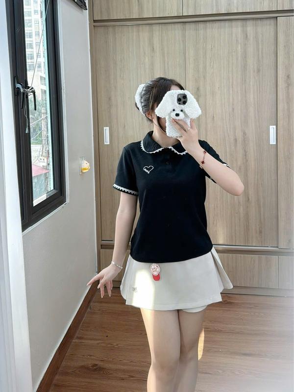 ( NEW ARRIVAL )Áo thun Polo Nữ Phối Cổ Viền Bèo Ren Tay Áo Ðiệu Đà Nữ Tính, Phong Cách Năng Động Nhiều màu( M19)