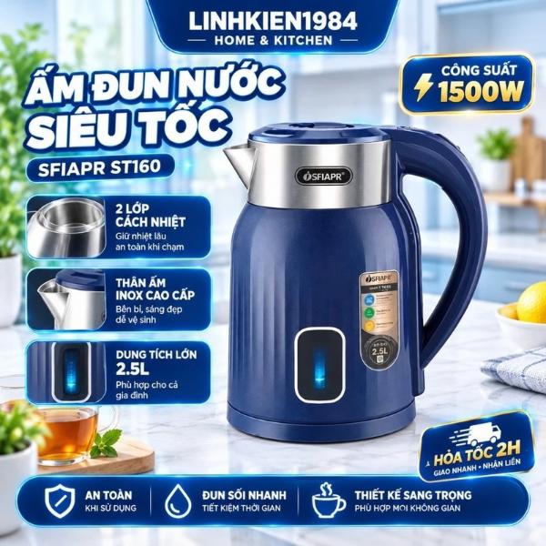 Ấm Đun Nước Siêu Tốc 2.5L SFIAPR ST160 - Ấm Siêu Tốc Cỡ Lớn Tiết Kiệm Điện
