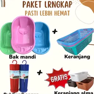 cod super lengkap bak mandi bayi(polin)+hanger bulat+keranjang baju bayi+gratis keranjang almamini hemat dan murah