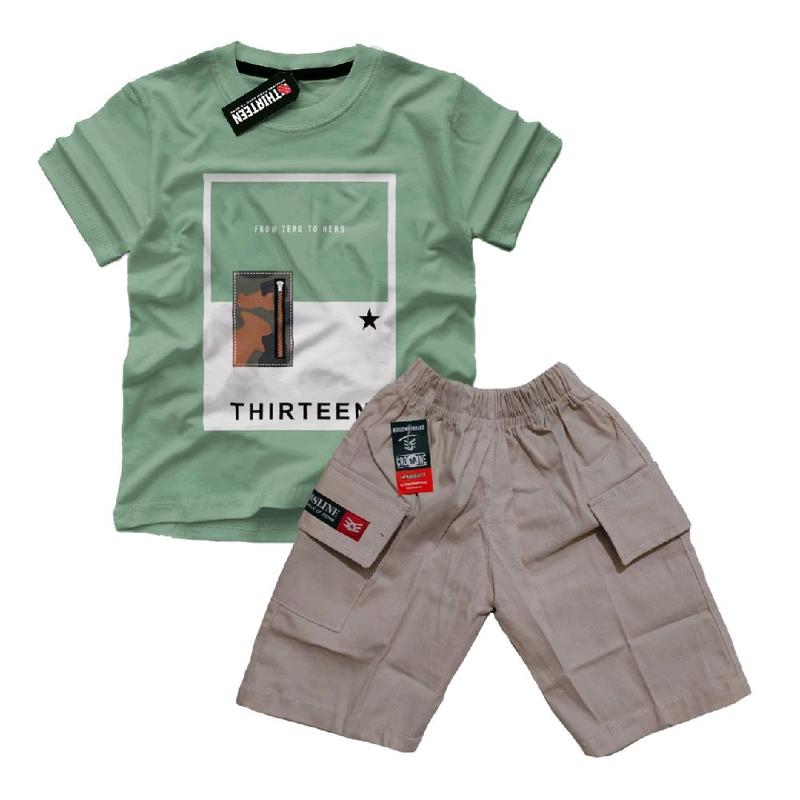 kaos setelan anak pocket terbaru katun dan celana twill 3