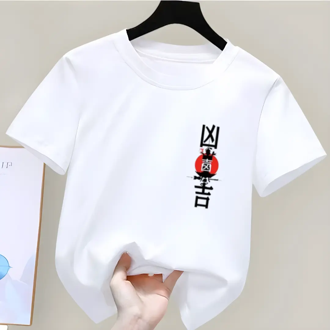 Kaos Anak Logo Tulisan Jepang Untuk Usia 2-12Th Unisex Pakaian Anak Perempuan Laki Laki Baju Oblong Distro Lengan Pendek COD