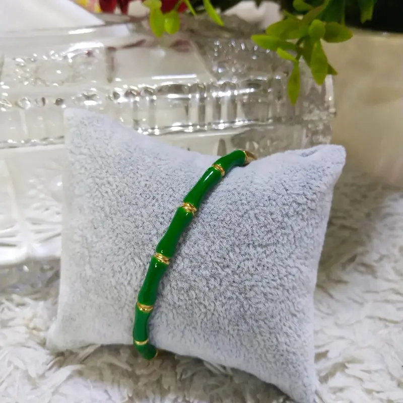 Gelang Bangle Titanium Motif Bambu Keramik - Perhiasan Pengganti Emas - Perhiasan Wanita - Aksesoris Wanita 2