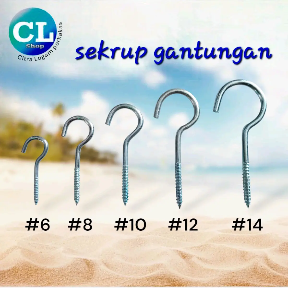 HAK SEKRUP BUKA skrup kaitan gantungan barang tanda tanya kawat besi baju kunci sangkar
