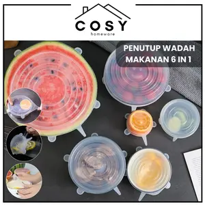 COSY Penutup Wadah Makanan 6 in 1 Food Cover Penutup Mangkok / Gelas Anti Tumpah Silikon Elastis COSY Penutup Wadah Makanan 6 in 1 Food Cover Penutup Mangkok / Gelas Anti Tumpah Silikon Elastis
