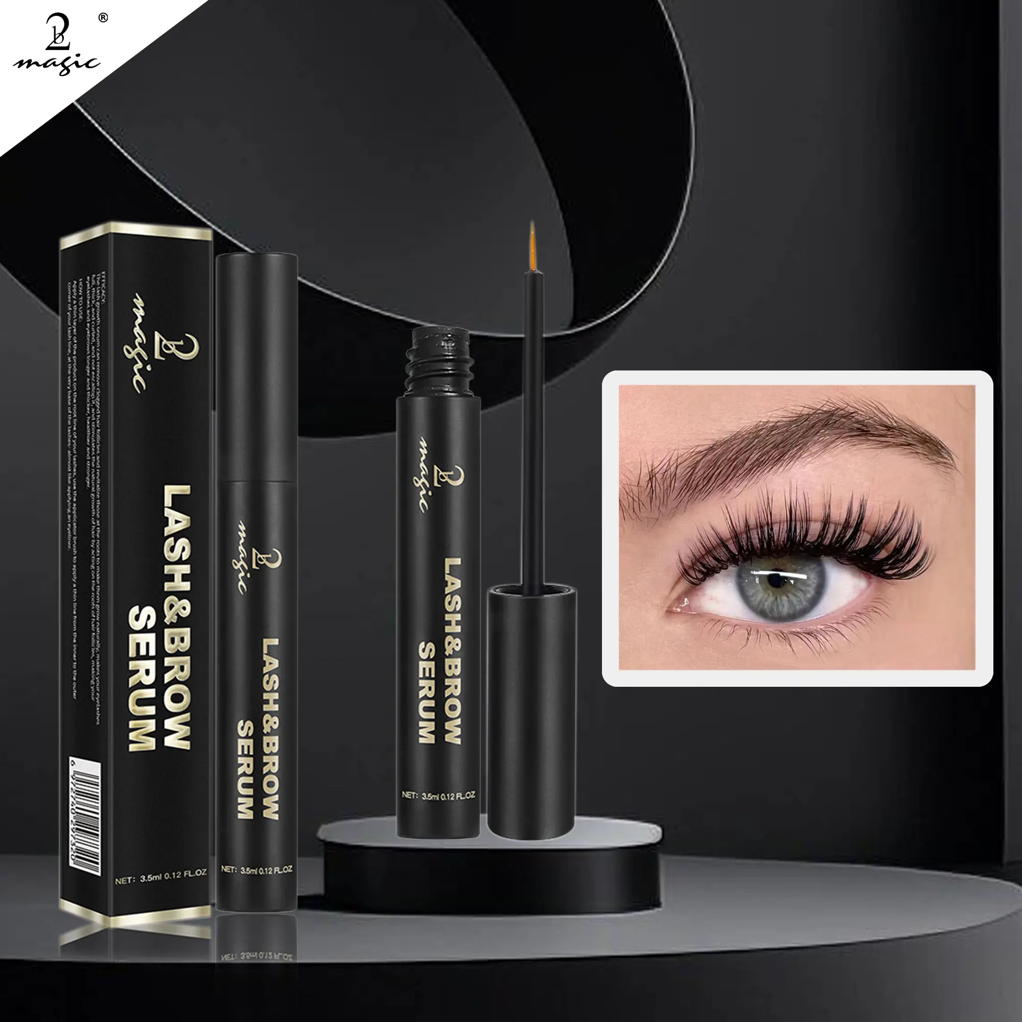 Lashes & Brows Serum Natural Eyelash Serum to Grow Lashes Fast Effective Growth Creates Longer & Darker Eyelashes Makeup Mascara Cosmetic Applicator