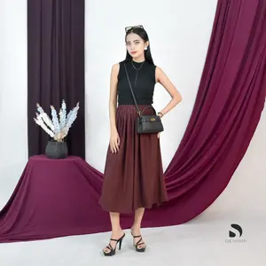 Kulot Rok Polos Jumbo Dewi Sri Celana Panjang Bahan Katun Rayon Bawahan Wanita Dewasa Casual Santai Nyaman